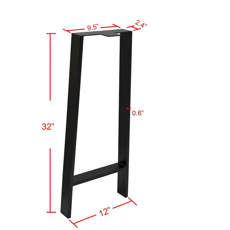 Pieds de table robustes de type H pour tubes carrés, hauteur 16 po, pour meubles