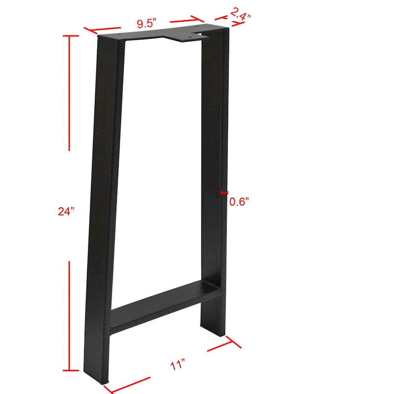 Pieds de table robustes de type H pour tubes carrés, hauteur 16 po, pour meubles