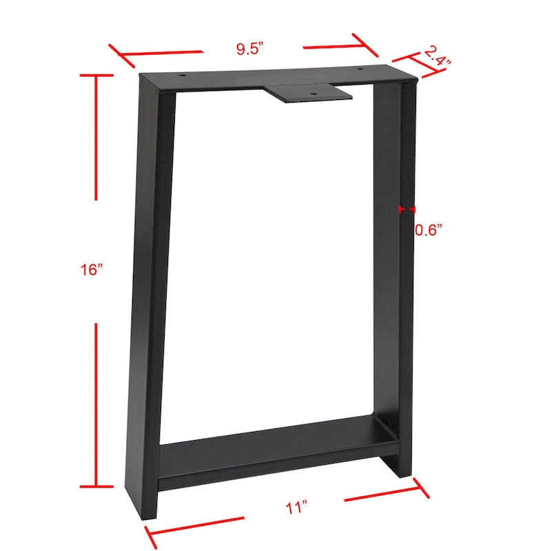 Pieds de table robustes de type H pour tubes carrés, hauteur 16 po, pour meubles