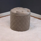 Pouf Rond Solide en Velours Lemele
