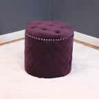Pouf Rond Solide en Velours Lemele