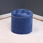 Pouf Rond Solide en Velours Lemele