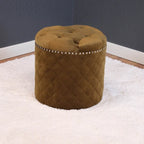 Pouf Rond Solide en Velours Lemele