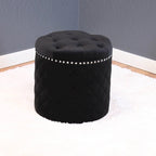 Pouf Rond Solide en Velours Lemele
