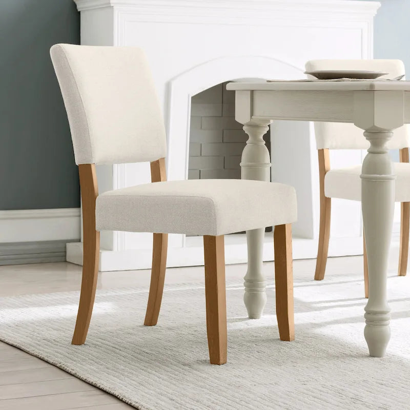 Chaise de salle à manger à dossier rembourré avec piètement en bois