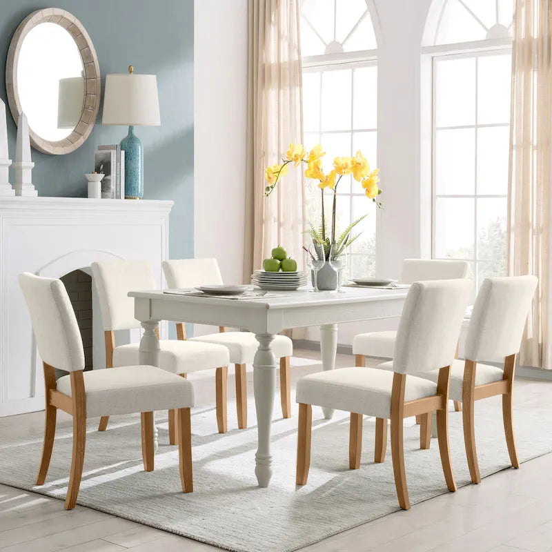 Chaise de salle à manger à dossier rembourré avec piètement en bois