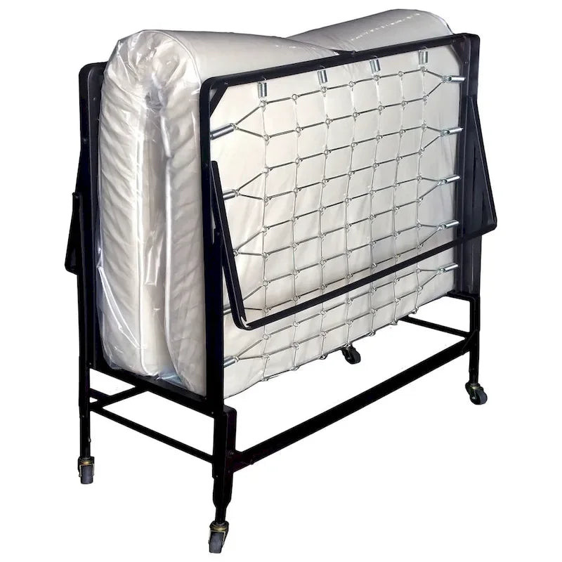 Lit escamotable contemporain noir de 48 pouces en acier avec matelas