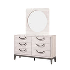 Ensemble de chambre Demora 5 pièces beige moderne contemporain en bois massif et placages avec panneaux rembourrés