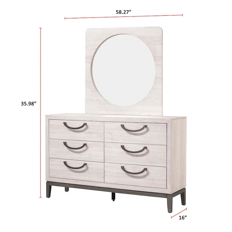 Ensemble de chambre Demora 5 pièces beige moderne contemporain en bois massif et placages avec panneaux rembourrés