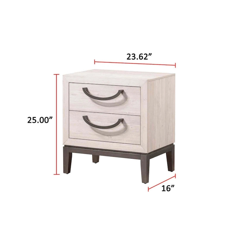 Ensemble de chambre Demora 5 pièces beige moderne contemporain en bois massif et placages avec panneaux rembourrés