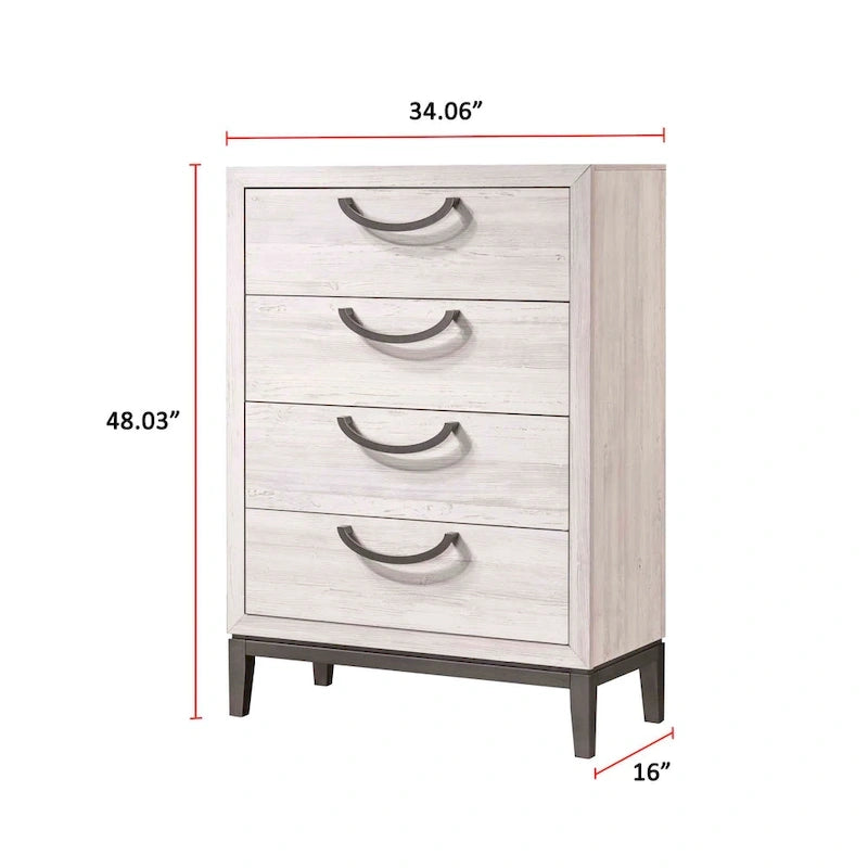 Ensemble de chambre Demora 5 pièces beige moderne contemporain en bois massif et placages avec panneaux rembourrés