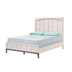 Ensemble de chambre Demora 5 pièces beige moderne contemporain en bois massif et placages avec panneaux rembourrés