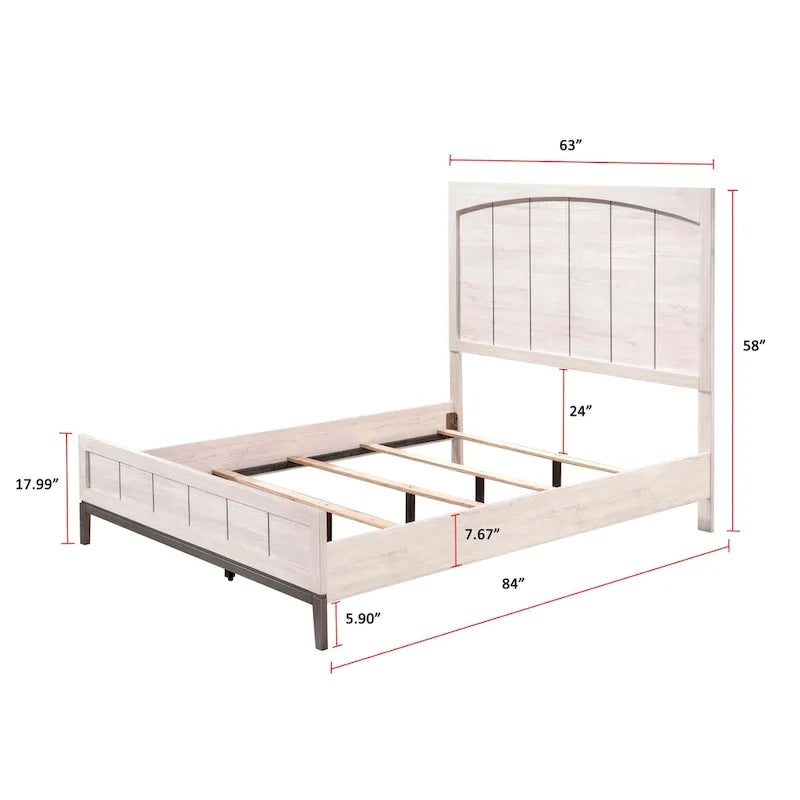 Ensemble de chambre Demora 5 pièces beige moderne contemporain en bois massif et placages avec panneaux rembourrés