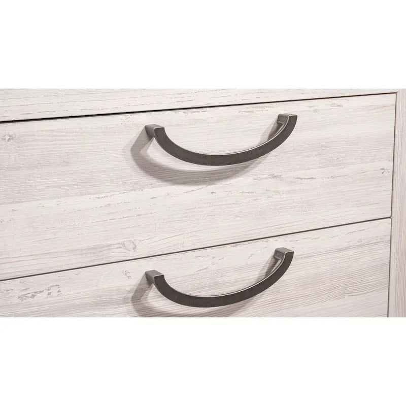 Ensemble de chambre Demora 5 pièces beige moderne contemporain en bois massif et placages avec panneaux rembourrés