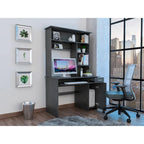 Bureau informatique 180 Hutch avec 5 étagères, tablette coulissante pour clavier, panneau d'unité centrale et tiroir