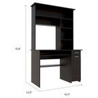 Bureau informatique 180 Hutch avec 5 étagères, tablette coulissante pour clavier, panneau d'unité centrale et tiroir