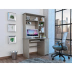 Bureau informatique 180 Hutch avec 5 étagères, tablette coulissante pour clavier, panneau d'unité centrale et tiroir