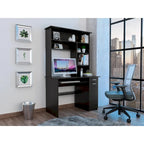 Bureau informatique 180 Hutch avec 5 étagères, tablette coulissante pour clavier, panneau d'unité centrale et tiroir
