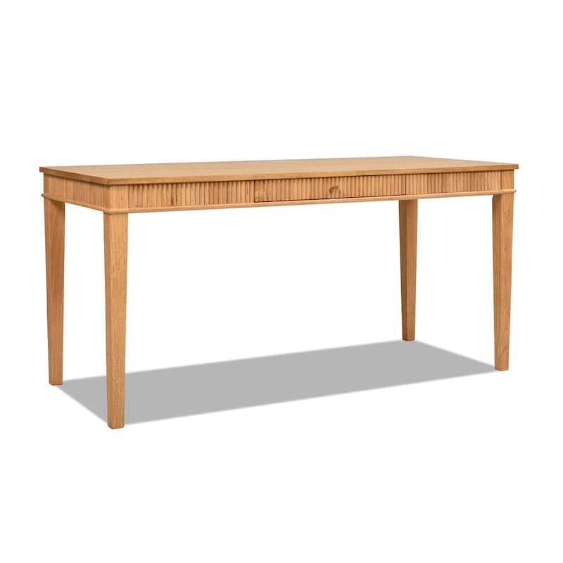 Bureau d'ordinateur Dumont 63 en bois d'hévéa cannelé