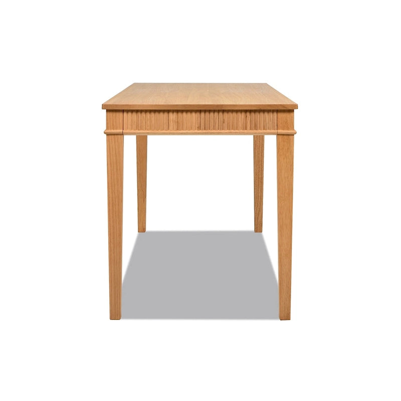 Bureau d'ordinateur Dumont 63 en bois d'hévéa cannelé