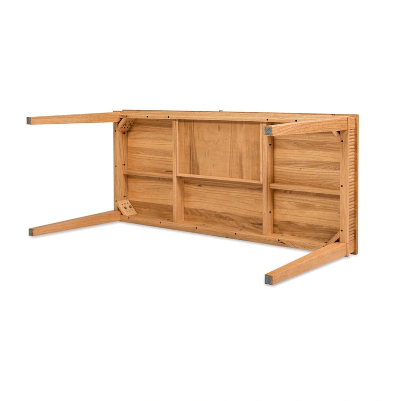Bureau d'ordinateur Dumont 63 en bois d'hévéa cannelé