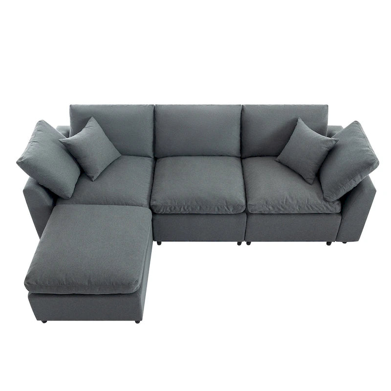 Canapé Sectionnel Convertible U_STYLE avec Duvet et Rembourrage, Canapé en Forme de L avec Méridienne Réversible