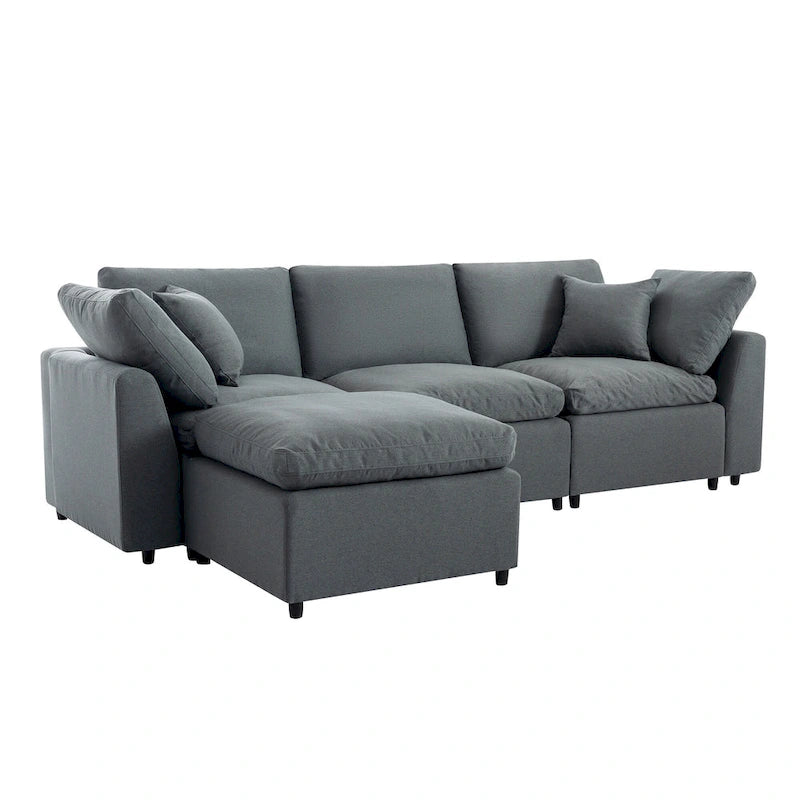 Canapé Sectionnel Convertible U_STYLE avec Duvet et Rembourrage, Canapé en Forme de L avec Méridienne Réversible