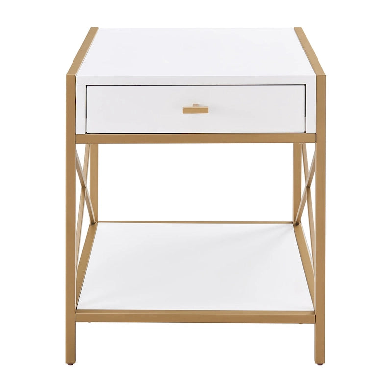 Table d'appoint à tiroirs en métal et bois mélangés Claudette Leick Home