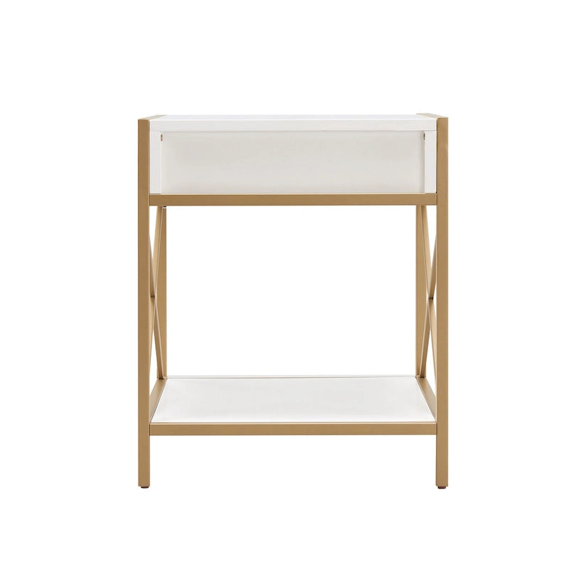 Table d'appoint à tiroirs en métal et bois mélangés Claudette Leick Home