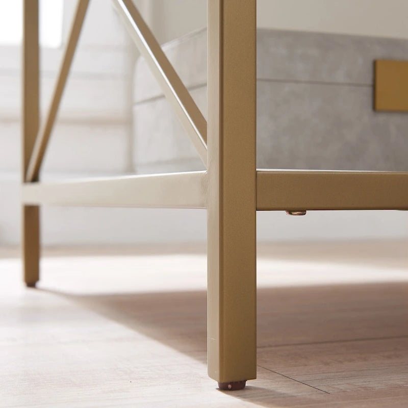 Table d'appoint à tiroirs en métal et bois mélangés Claudette Leick Home