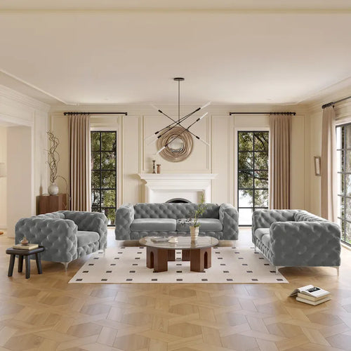 Aosta Canapé et Sofa Chesterfield en Velours Tufté pour Salon
