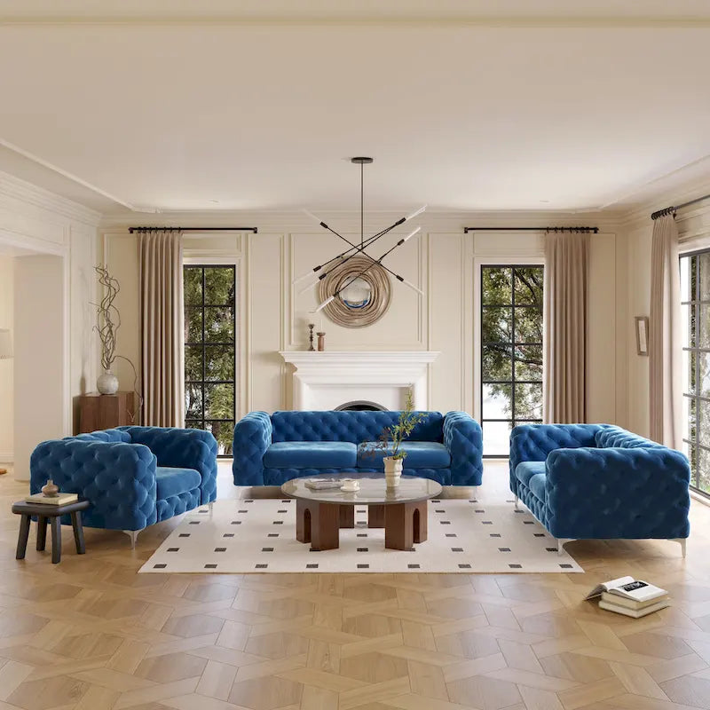 Aosta Canapé et Sofa Chesterfield en Velours Tufté pour Salon