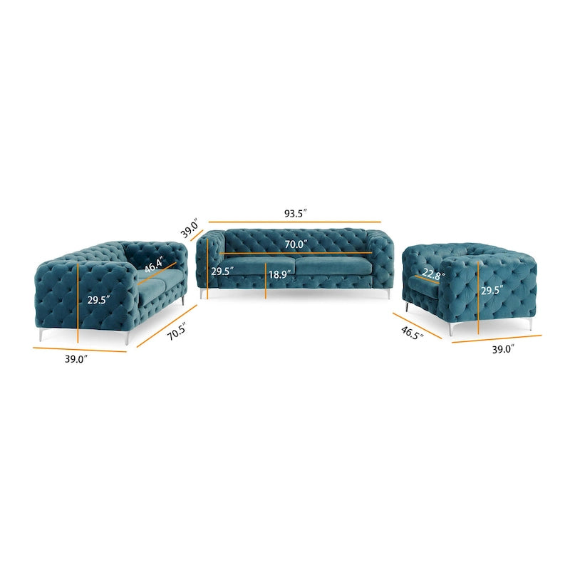 Aosta Canapé et Sofa Chesterfield en Velours Tufté pour Salon