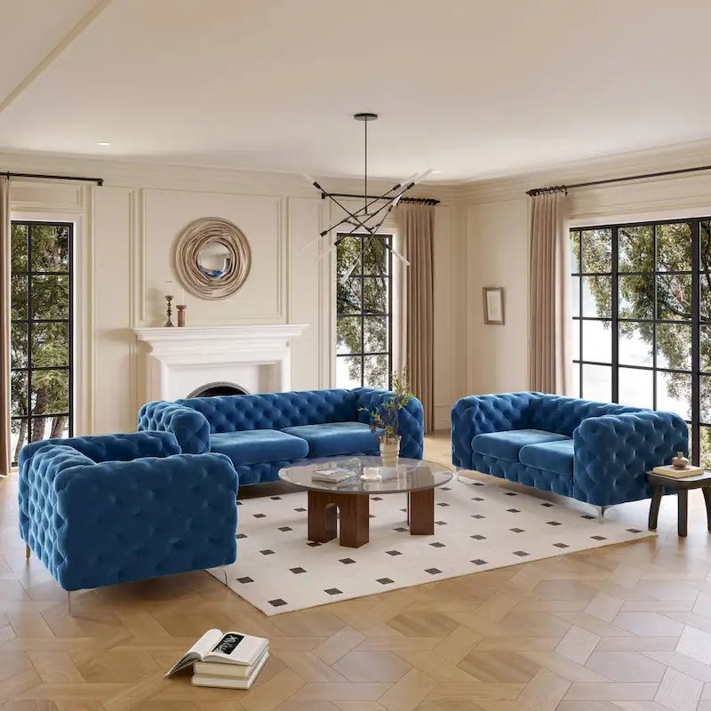 Aosta Canapé et Sofa Chesterfield en Velours Tufté pour Salon