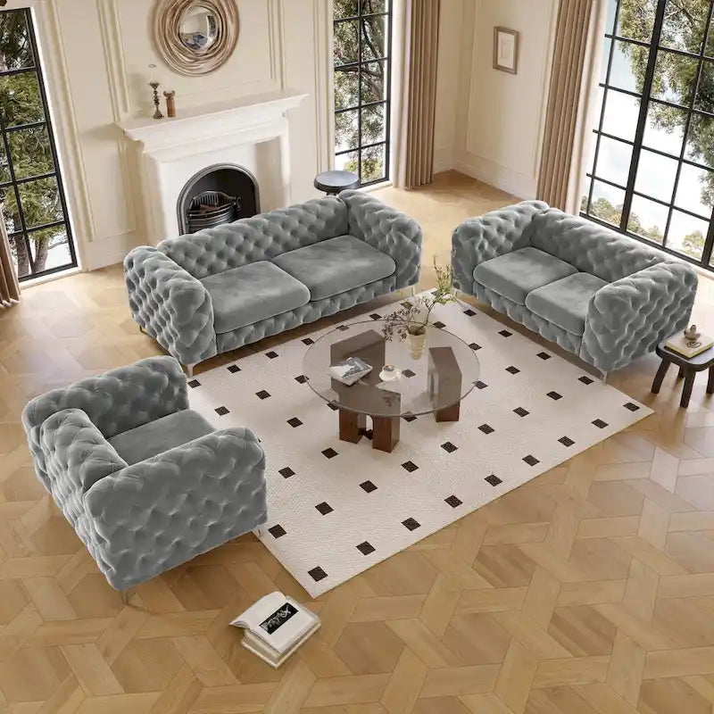 Aosta Canapé et Sofa Chesterfield en Velours Tufté pour Salon