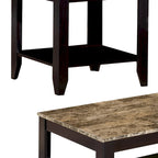 Ensemble de 3 tables d'appoint artistiques avec plateau en marbre, marron
