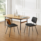 Chaises de salle à manger en cuir synthétique et bois courbé, style Mid-Century