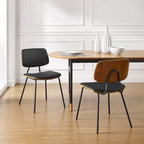 Chaises de salle à manger en cuir synthétique et bois courbé, style Mid-Century