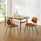 Chaises de salle à manger en cuir synthétique et bois courbé, style Mid-Century