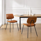 Chaises de salle à manger en cuir synthétique et bois courbé, style Mid-Century
