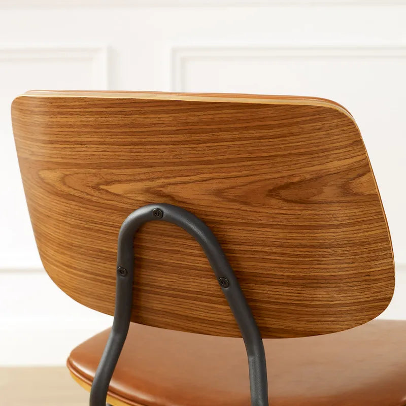 Chaises de salle à manger en cuir synthétique et bois courbé, style Mid-Century