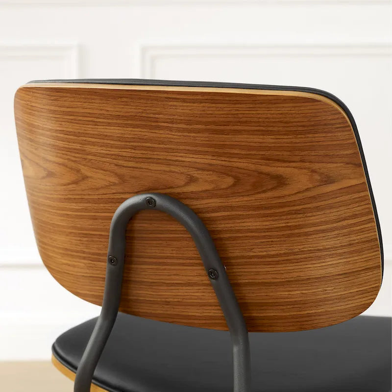 Chaises de salle à manger en cuir synthétique et bois courbé, style Mid-Century