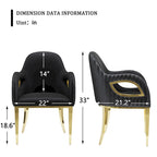 Chaise de salle à manger moderne en velours noir avec pieds dorés