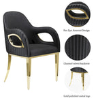 Chaise de salle à manger moderne en velours noir avec pieds dorés