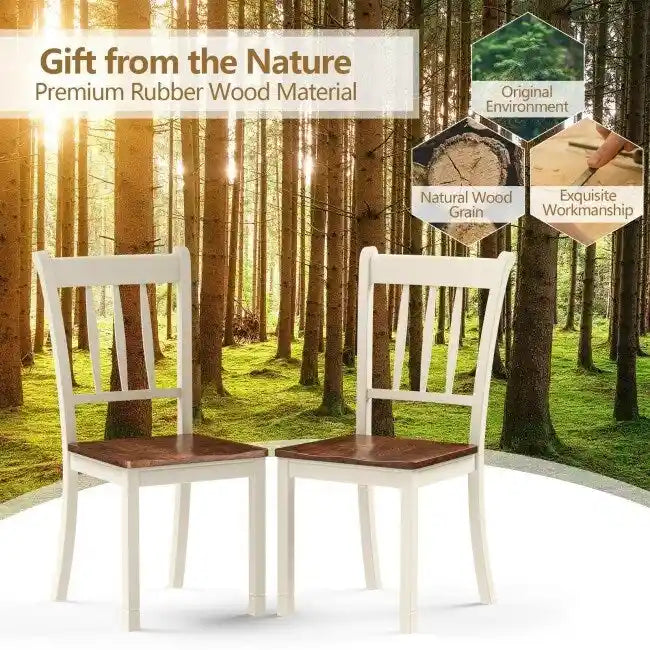 2 Chaises de salle à manger en bois massif Whitesburg à dossier à barreaux - 18 x 21 x 38,5 (L x P x H)