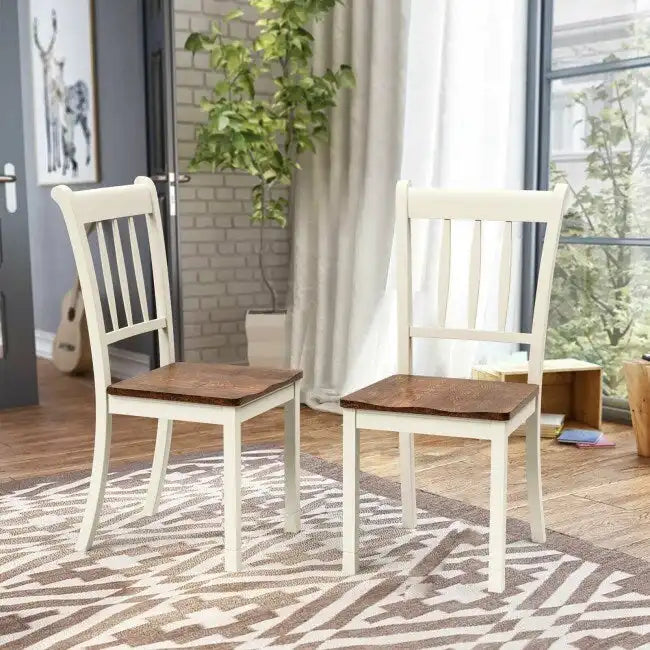 2 Chaises de salle à manger en bois massif Whitesburg à dossier à barreaux - 18 x 21 x 38,5 (L x P x H)