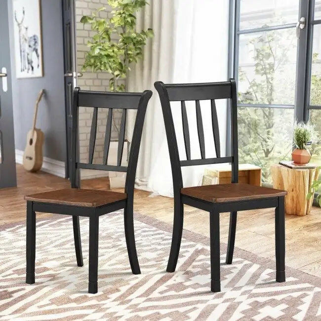 2 Chaises de salle à manger en bois massif Whitesburg à dossier à barreaux - 18 x 21 x 38,5 (L x P x H)