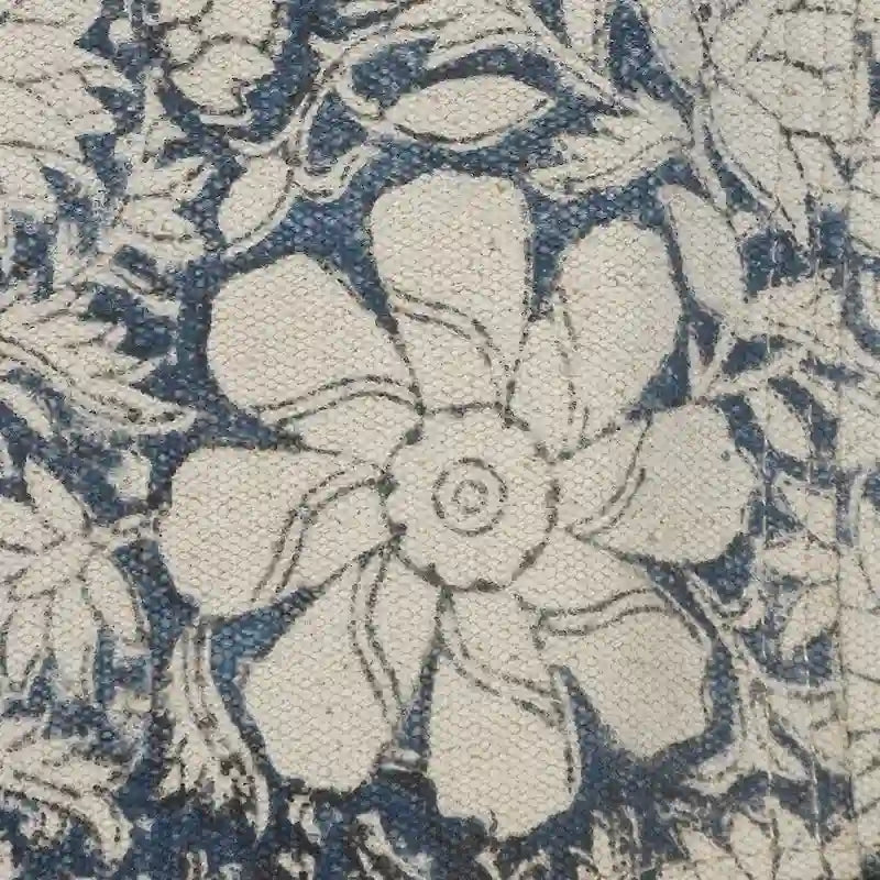 Chaise papillon style écharpe en similicuir à motif floral bleu et blanc
