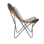 Chaise papillon style écharpe en similicuir à motif floral bleu et blanc