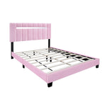 Cadre de lit rembourré en velours rose avec fonctions réglables, collection rose préférée des adolescentes
